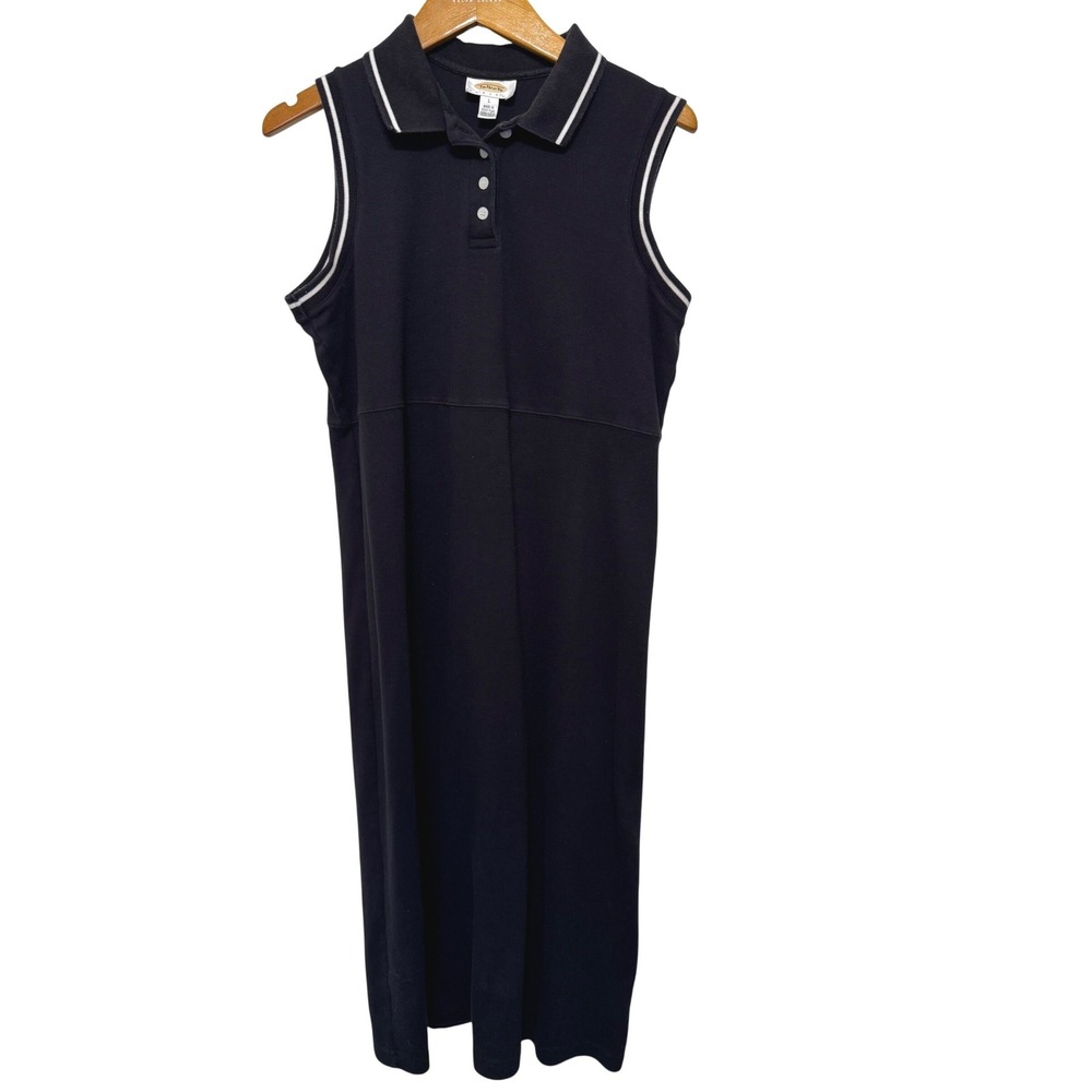 Talbots Vintage Sleeveless Polo Dress LP Black‎